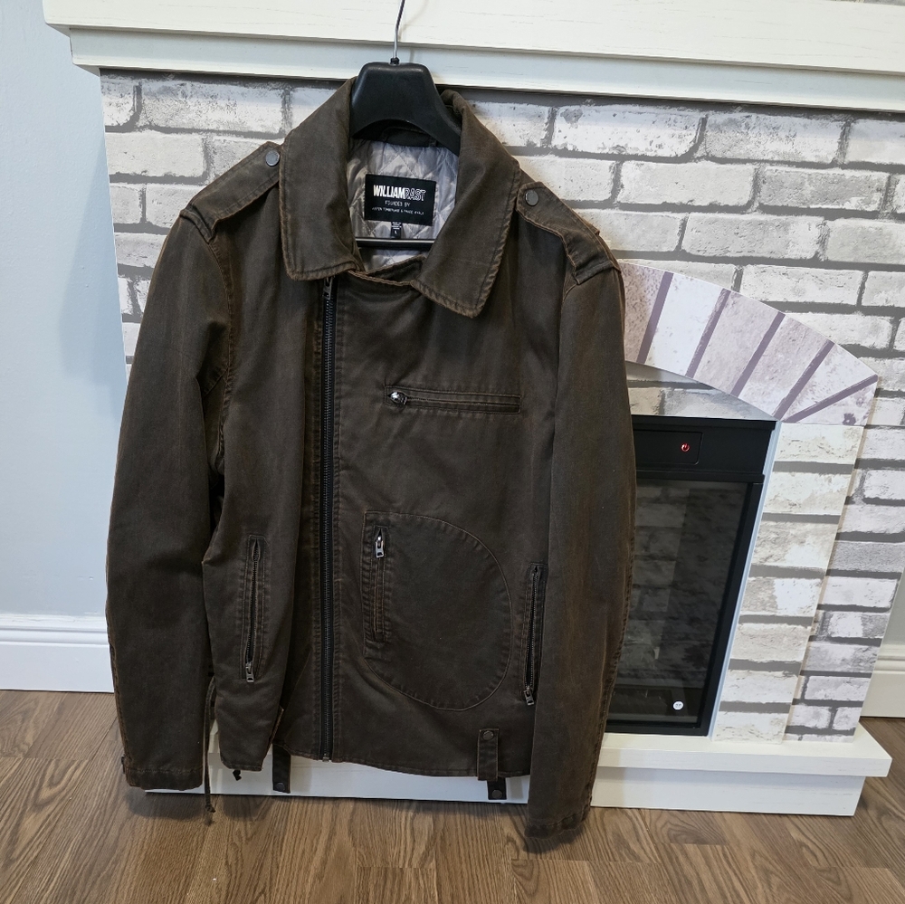 William Rast Men's Dark Brown Bomber BikerJacket